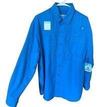 Reel Legends Mens M Long Sleeve Blue 50 SPF Fishing Saltwater Vacation Shirt NWT - £16.61 GBP