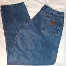 Carhartt B172 DST Jeans Mens 38X32 Blue Relaxed Fit Flannel Lined Straig... - $21.59
