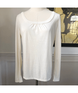 Talbots Cream Color Long Sleeve Top Ribbon Trim S - $20.16