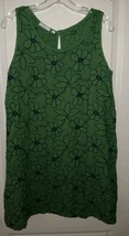 VASNA Made In Italy Woven Linen A-line Dress S Green Embroidered Floral/... - $27.85