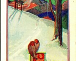 Winter Scene Moon Night View Christmas Greeting UNP 1910s DB Postcard Un... - £3.10 GBP
