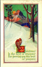 Winter Scene Moon Night View Christmas Greeting UNP 1910s DB Postcard Unused - £3.07 GBP