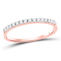 14kt Rose Gold Womens Round Diamond Wedding Single Row Band 1/6 Cttw - £234.31 GBP