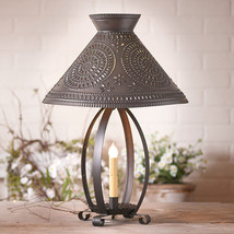 Betsy Ross Colonial Table Lamp With Pierced Chisel Pattern Shade In Kettle Black - £157.43 GBP