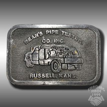Vintage Belt Buckle Bean&#39;s Pipe Testing Co, Inc. Russell, Kansas Silver-Tone - £31.83 GBP