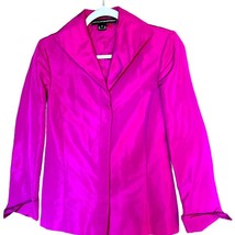 Linda Allard Silk Blazer Women Sz 4 Jacket Fushia Pink Sleeves Hidden Buttons - $33.66