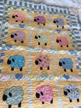 Handmade Baby Quilt Crib Blanket Sheep 46 &quot; X 35&quot; - £25.32 GBP