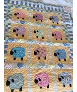 HANDMADE BABY  QUILT CRIB BLANKET SHEEP  46 &quot; x 35&quot; - £25.24 GBP