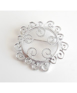 Vintage Sarah Coventry Lacy Swirls Swirled Round Silver Brooch Pin Jewelry - £11.75 GBP