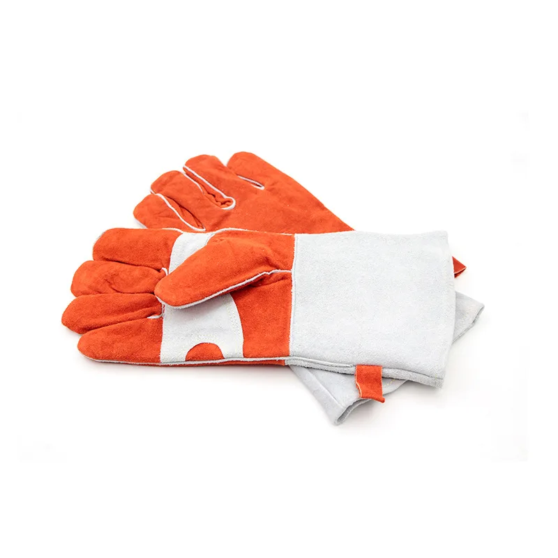 Outdoor barbecue hot-proof gloves, leather fire gloves, welded long wrist BBQ fo - £178.11 GBP