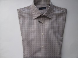 Joseph Abboud Plaid Spread Men’s Dress Shirt Brown 15.5 | 33 UPC63  - £21.59 GBP