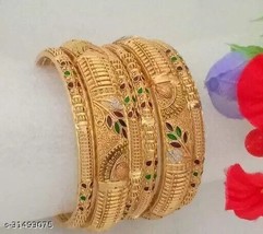 South Indian Women Oxidize Bangles/ Bracelet Gold Plated Fashion Wedding Jewelry - £26.94 GBP