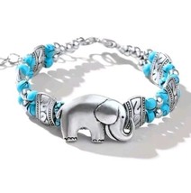 Elephant Beaded Bracelet Turquoise Beads - $9.89