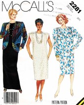 Misses&#39; DRESS &amp; LOOSE-FITTING JACKET Vtg 1985 McCall&#39;s Pattern 2281 Size... - $15.00
