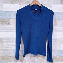PrAna Stretchy Terry Cloth Top Blue V Neck Comfort Lounge Casual Womens ... - £23.25 GBP