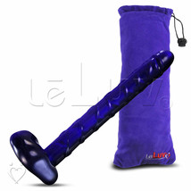 LeLuv Dildo 8 Inch Glass Cobalt Blue Realistic Veiny Penis-shaped with Pouch - £26.35 GBP