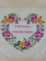 Spring Floral Embroidery Finished Rose Wreath Love Pansy Friend Sister Love Vtg - £15.14 GBP