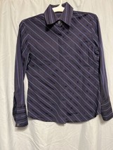 Banana Republic Blue With Black And Silver Stripes Button Down Women’s S... - £19.65 GBP