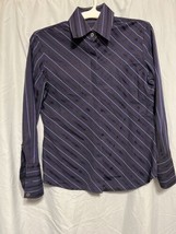 Banana Republic Blue With Black And Silver Stripes Button Down Women’s S... - £19.69 GBP