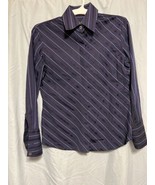 Banana Republic Blue With Black And Silver Stripes Button Down Women’s S... - £19.75 GBP