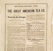 1868 The Great American Tea &amp; Coffee Company Victorian Era Print Advertisement  - £30.07 GBP