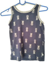 Tommy Bahama Tank Top Girls Small 5-6 Sleeveless Silver Trim Pineapples on Gray - £8.01 GBP