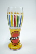Lolita Hand Painted Gotta Love Beer Glass, Yellow Ribbon Pilsner &quot;Birthday Beer&quot; - £15.72 GBP