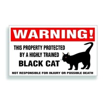 Warning DECAL trained BLACK CAT kitten bumper or window sticker - £7.90 GBP