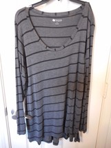 Women&#39;s Stylus Long Sleeve Shirt Charcoal &amp; Black Size Medium  NEW - £9.79 GBP