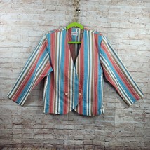 Vintage Wyndham Collection Womans Blazer 12P Multicolor Stripes Linen Co... - $32.71