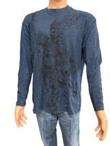 Mens Large Avirex Blue Long Sleeve Waffle Knit Graphic Thermal Shirt - £19.98 GBP