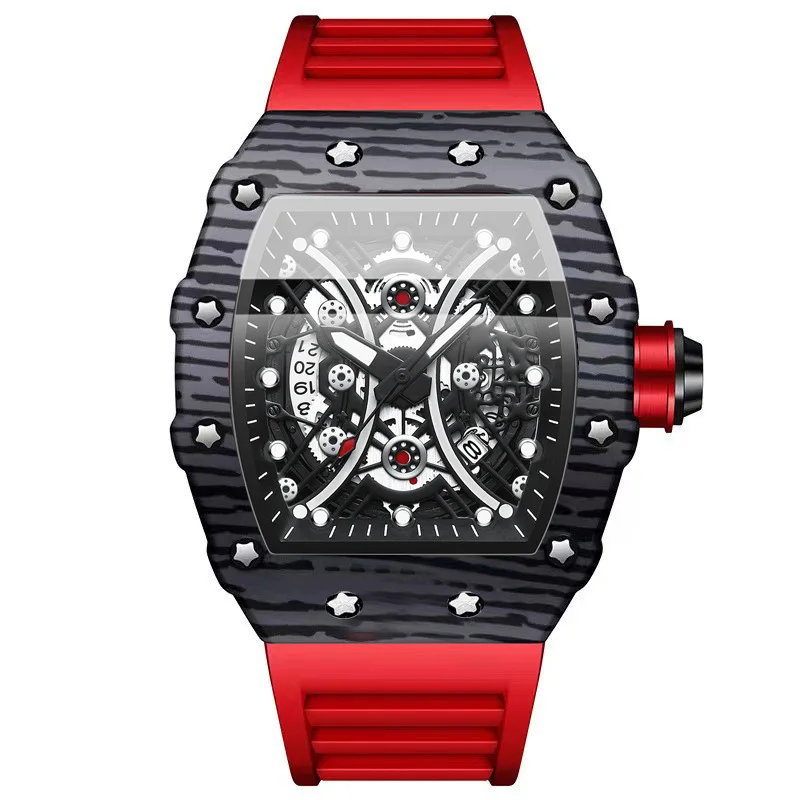 Men Skeleton Dial   For Men Fashion Style   Silica Gel Strap Waterproof Watch Mo - £95.21 GBP