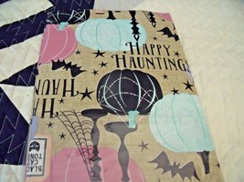 New Halloween Gothic Tablecloth 60" Round Pumpkins Bats Potions Webs Cats - $19.75