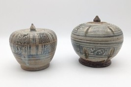 Vietnamese Anamese Blue on White Porcelain Jars Ceramic Vessel 15th-17th Century - £819.25 GBP