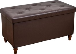 Glaxyfur 30 Inches Storage Ottoman Bench With Wooden Legs, Faux Leather,... - $72.95