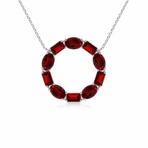 ANGARA Lab-Grown Ruby Circle of Life Pendant Necklace in 14K Gold (5x3mm,1.75Ct) - £1,648.38 GBP