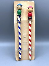 Vtg Wooden Kokeshi Pencils Made In Japan Striped Wooden Souvenir - $291.89 MXN