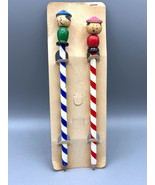 Vtg Wooden Kokeshi Pencils Made In Japan Striped Wooden Souvenir - $15.57