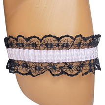 Satin Leg Garter Black Lace Ruffle Trim Choice Of 5 Colors 2990 - £5.65 GBP