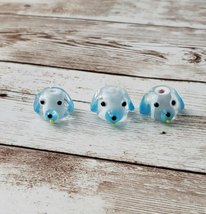 3 x Handmade Glass Light Blue Dog Beads - New - £10.26 GBP