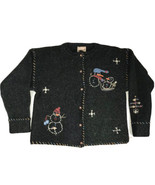Vintage Woolrich Womens S Wool Sweater Cardigan Embroidered Snowman Wint... - £19.80 GBP