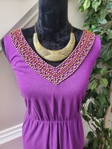 Sonoma Women&#39;s Purple Solid Cotton V-Neck Sleeveless Long Maxi Dress Size 1X - £24.78 GBP