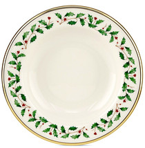 Lenox Holiday Dimension Rim Soup Pasta Bowl 9&quot; Gold Band Holly Berry USA - $45.44