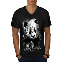 Eating Panda Face Shirt Bamboo Eater Men V-Neck T-shirt - £10.35 GBP