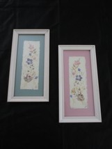 PR Signed/Dated 1999 Framed PASTEL DRIED FLOWER Wall Hangings - 6-3/4&quot; x... - £19.93 GBP