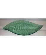Vintage 1960’s Green Glass Serving Tray Leaf Design 15 X 8 In - £15.56 GBP