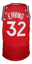 Julius Erving #32 Aba East All Stars Basketball Jersey Sewn Red Any Size image 2