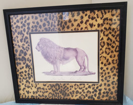Safari Jungle Decor Print Der Lone Felis Leo Matted Framed Lion Print - £11.89 GBP