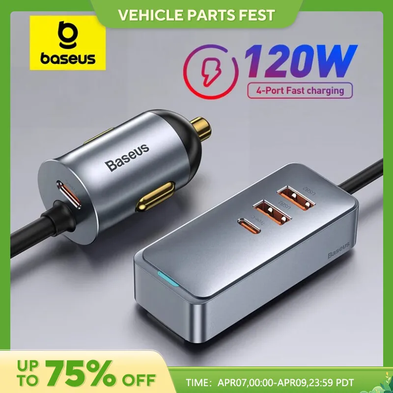 Baseus 120W 4 Ports PD Car Charger Quick Charger QC 3.0 PD 3.0 For iPhone 14 13 - £21.98 GBP+