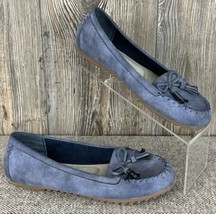 Mountain Sole &quot;Sella&quot; Moccasin Loafer Shoes Women 9.5 M Blue Faux Suede, Tassels - £14.12 GBP